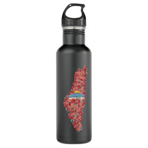 Floral Palestine map Kuppel Rock al Quads Geschenk Edelstahlflasche
