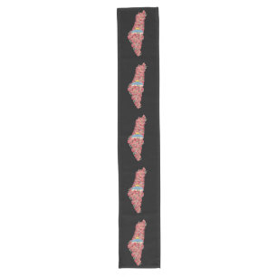 Floral Palestine map Kuppel Rock al Quads Geschenk Großer Tischläufer