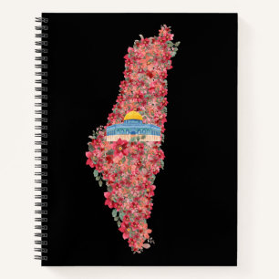 Floral Palestine map Kuppel Rock al Quads Geschenk Notizbuch