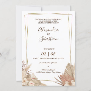 Floral Pampa Gras Hochzeitseinladung Einladung