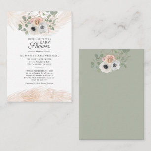 Floral Pampas Gras Eukalyptus Baby Shower Einladun Mitteilungskarte