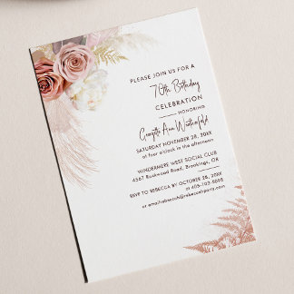Floral Pampas Grass 70. Geburtstag Einladung