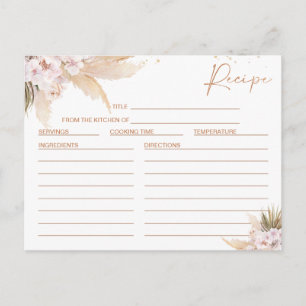 Floral Pampas Rose Gold Brautparty Rezept Karte