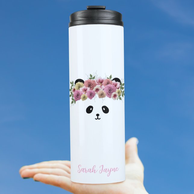 Floral Panda Bear Girl's Thermal Tumbler Thermosbecher (Von Creator hochgeladen)
