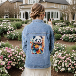 Floral Panda Denim Jacket Jeansjacke