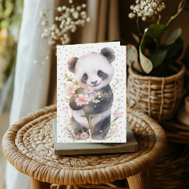 Floral Panda Grußkarte Dankeskarte