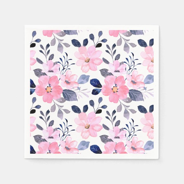 Floral Paper Cocktail Napkins Serviette (Vorderseite)