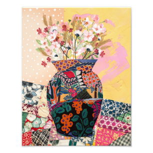 Floral Paper Collage Mixed Poster