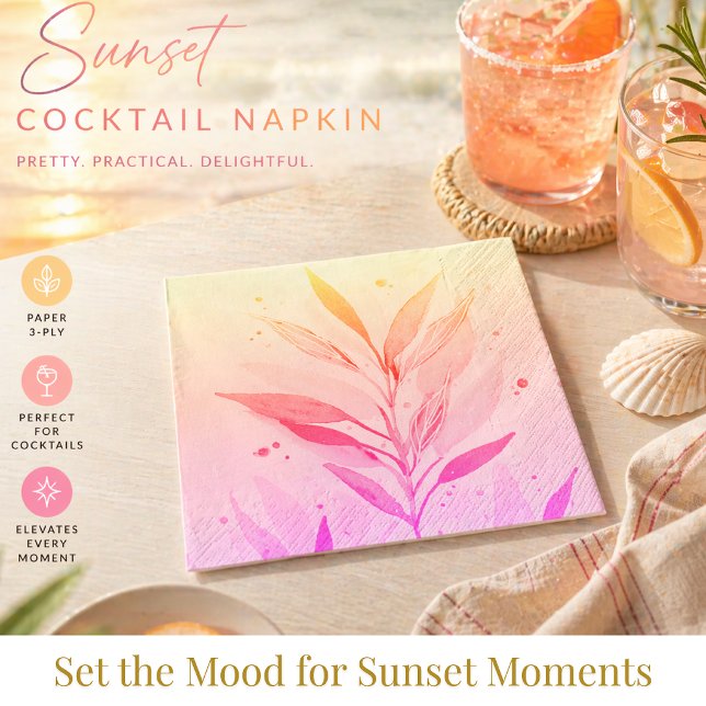 Floral Paper Napkin Serviette (Cocktail napkins for summer beach parties with coastal style)