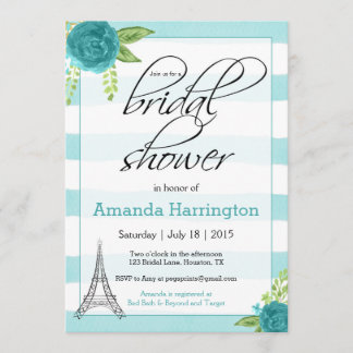 Floral Paris Bridal Dusche Einladung - Wasserfarbe