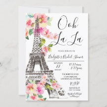 Floral Paris Eiffel Tower Bridal Dusche Einladung