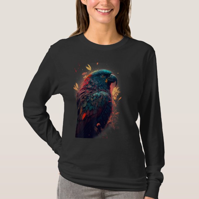Floral Parrot Colourful Scarlet Macaw parrot bird  T-Shirt (Vorderseite)