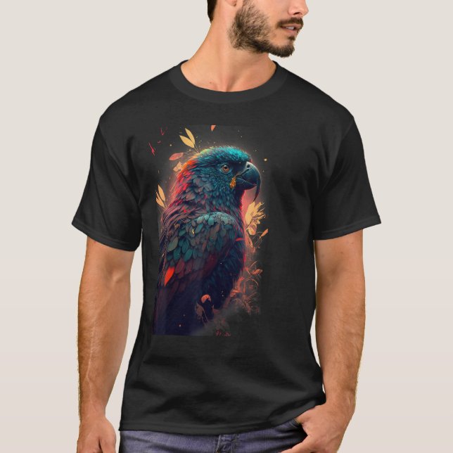 Floral Parrot Colourful Scarlet Macaw parrot bird  T-Shirt (Vorderseite)