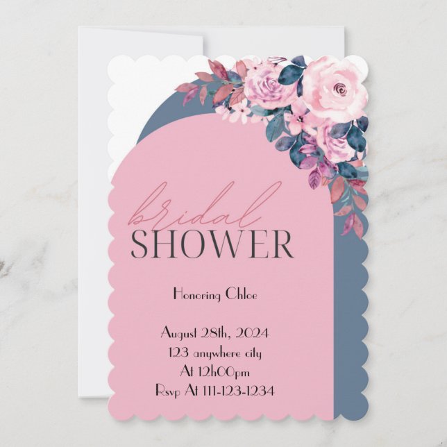 FLORAL PASTEL COLORS BRIDAL SHOWER INVITATION EINLADUNG (Vorderseite)