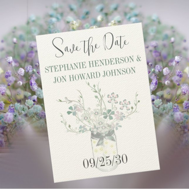 Floral Pastel Dusty Blue und Lavender Save The Date (Von Creator hochgeladen)