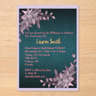 Floral Pastel Graduation Acrylic Invitation  Acryleinladungen