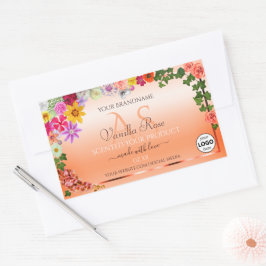 Floral Pastel Lachs Produktmarken Monogram Logo Rechteckiger Aufkleber