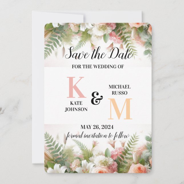 Floral Pastel Simple Save The Date (Vorderseite)