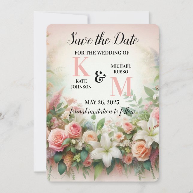 Floral Pastel Wedding Save The Date (Vorderseite)