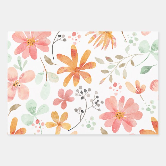 Floral Pastell Muster Ruhe Geschenkpapier Set (Vorderseite 2)
