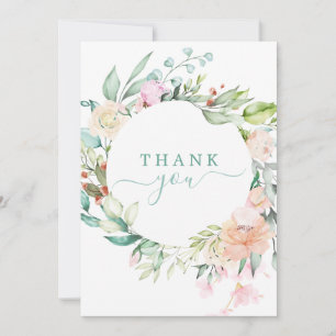 Floral Pastell Watercolor Wreath Dankeskarte