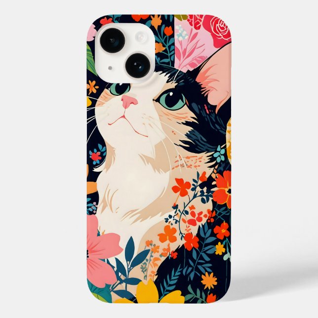 Floral Patchwork Cat Case-Mate iPhone Hülle (Rückseite)