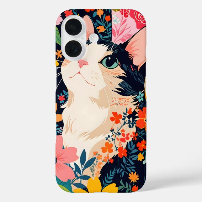Floral Patchwork Cat Case-Mate iPhone Hülle (Rückseite)