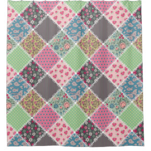 Floral Patchwork Duschvorhang