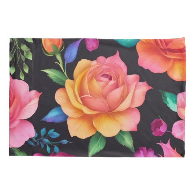 Floral Patern Rose Pillowcase Kissenbezug (Rückseite)