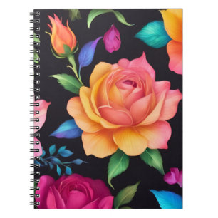 Floral Patern Rose Spiral Foto Notebook Notizblock