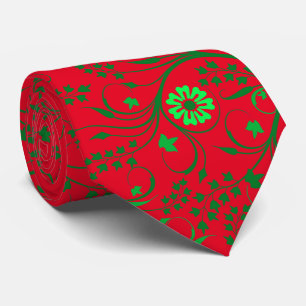 Floral pattern.01.FR.Green Red BG Krawatte