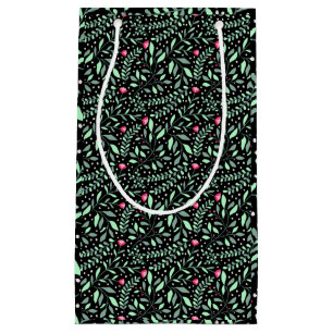 Floral pattern.05.FR.pink und Lgreen black BG Kleine Geschenktüte