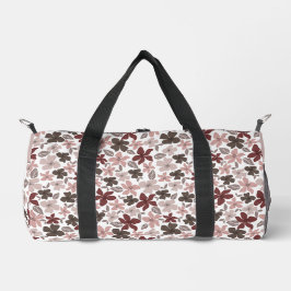 Floral Pattern Fall Colors Text and Name Duffle Bag