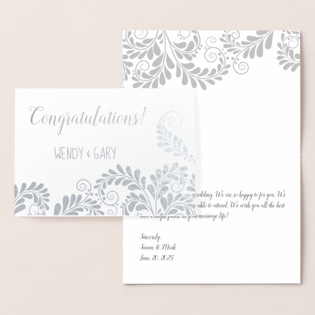 Floral Pattern Foil Wedding Glückwunschkarte Folienkarte (Anzeige)