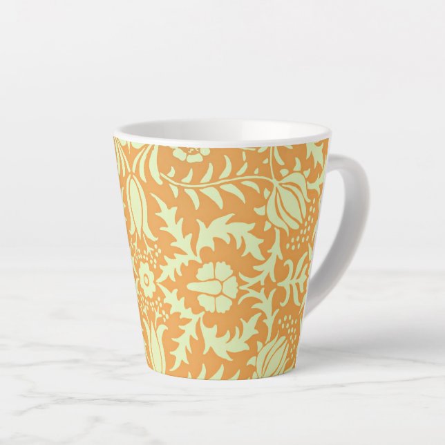 Floral Pattern, gold and pastel yellow design, Milchtasse (Rechte Ecke)