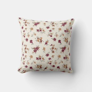 Floral Pattern Gold Gray Maroon Ditsy Kissen