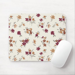 Floral Pattern Gold Gray Maroon Ditsy Mousepad