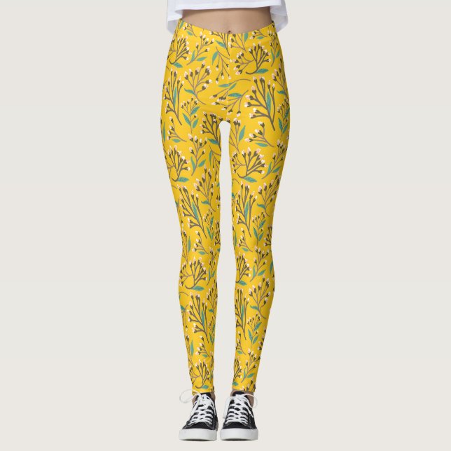 Floral Pattern in  delicate branches and buds Leggings (Vorderseite)