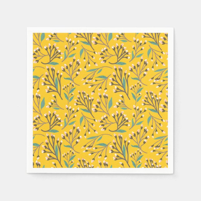 Floral Pattern in  delicate branches and buds Serviette (Vorderseite)