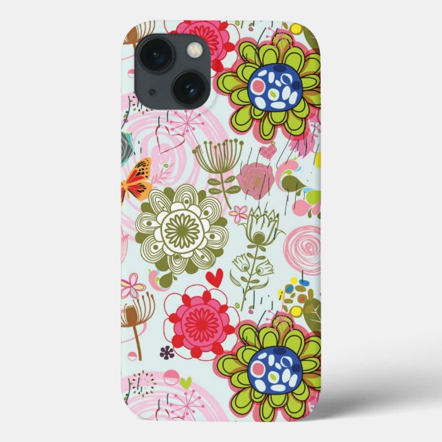 Floral Pattern in Retro 2 Case-Mate iPhone Hülle (Rückseite)