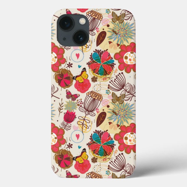 Floral Pattern in Retro 4 Case-Mate iPhone Hülle (Rückseite)