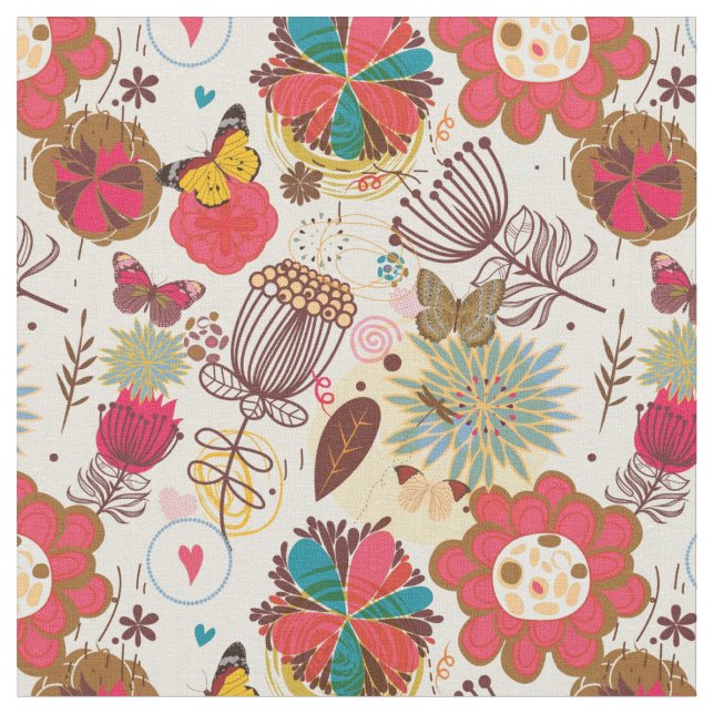 Floral Pattern in Retro 4 Stoff (Nahaufnahme)