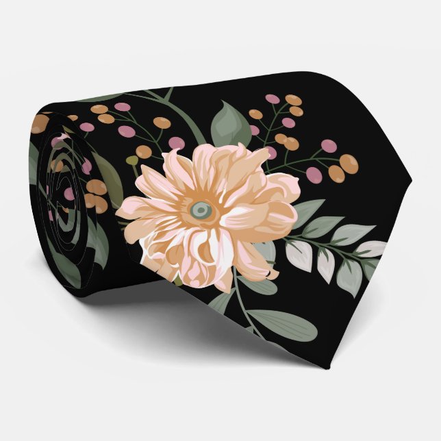 Floral Pattern Neck Tie Krawatte (Gerollt)
