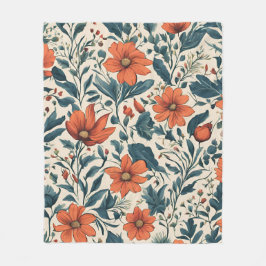 Floral Pattern of Vibrant Orange Flowers Fleecedecke