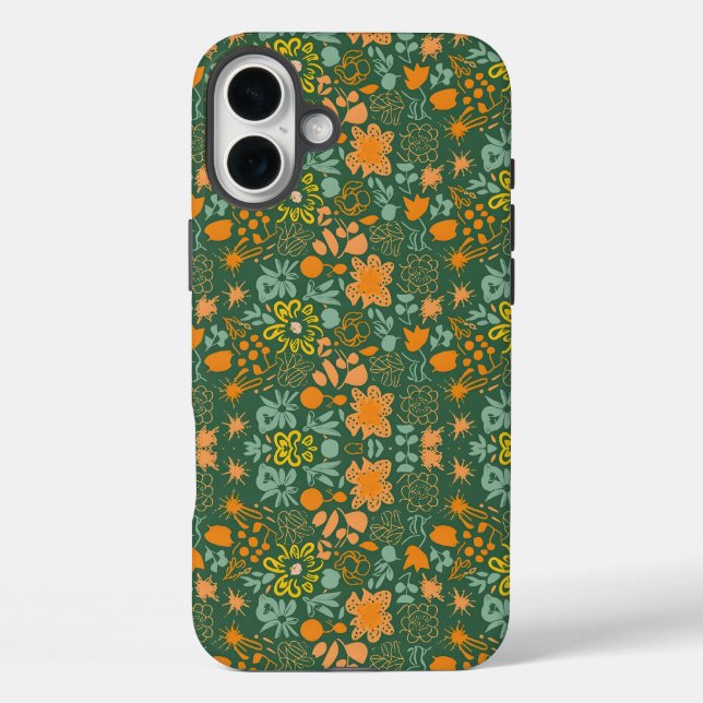 Floral pattern on a dark green background  Case-Mate iPhone hülle (Rückseite)