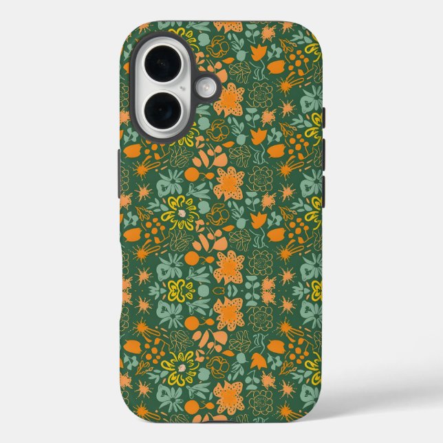 Floral pattern on a dark green background  Case-Mate iPhone hülle (Rückseite)