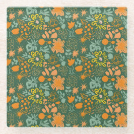 Floral pattern on a dark green background glasuntersetzer