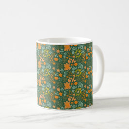 Floral pattern on a dark green background kaffeetasse