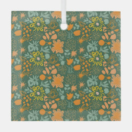 Floral pattern on a dark green background ornament aus glas
