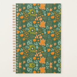 Floral pattern on a dark green background planer